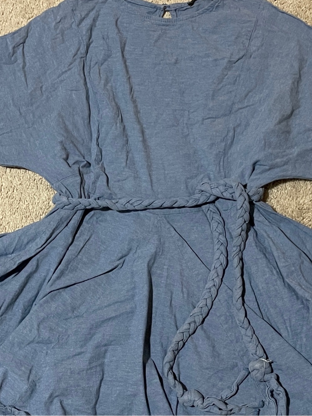 Fashion Nova Light Blue Braided-Waist Mini Dress - Picture 2 of 2